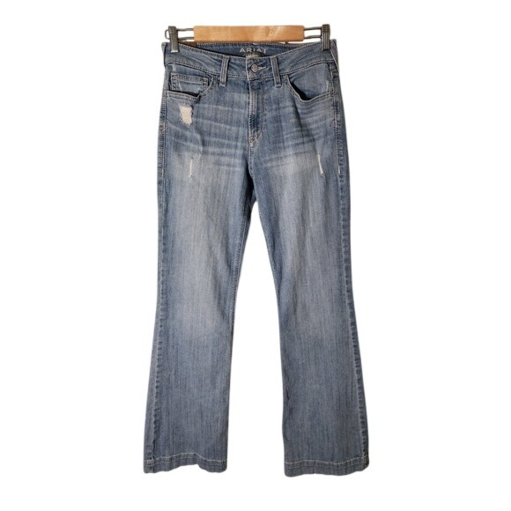 Ariat Denim High Rise Slim Trouser Jeans Women's 29 Light Blue Distressed